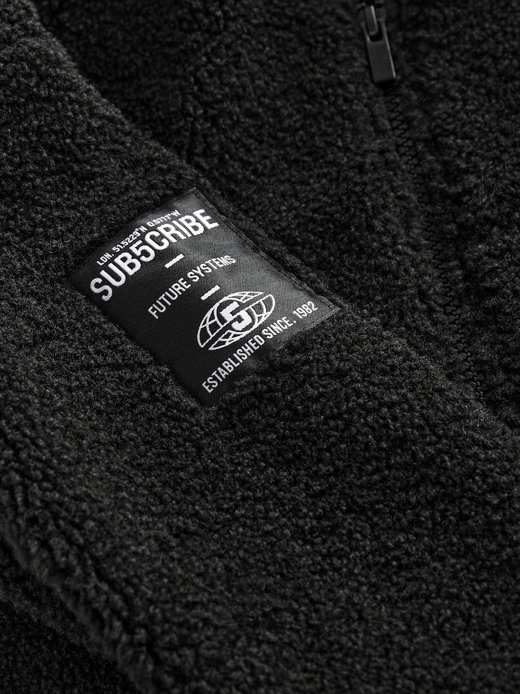 Black Zip Through Borg Fleece (3-16yrs) - Image 4 of 4