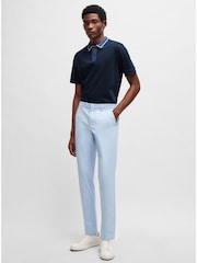 BOSS Navy Blue Contrast Collar Slim Fit Polo Shirt - Image 4 of 5