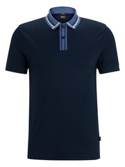 BOSS Navy Blue Contrast Collar Slim Fit Polo Shirt - Image 5 of 5