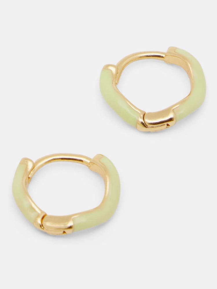 Hush Yellow Fern Twist Enamel Huggie Earrings - Image 1 of 1