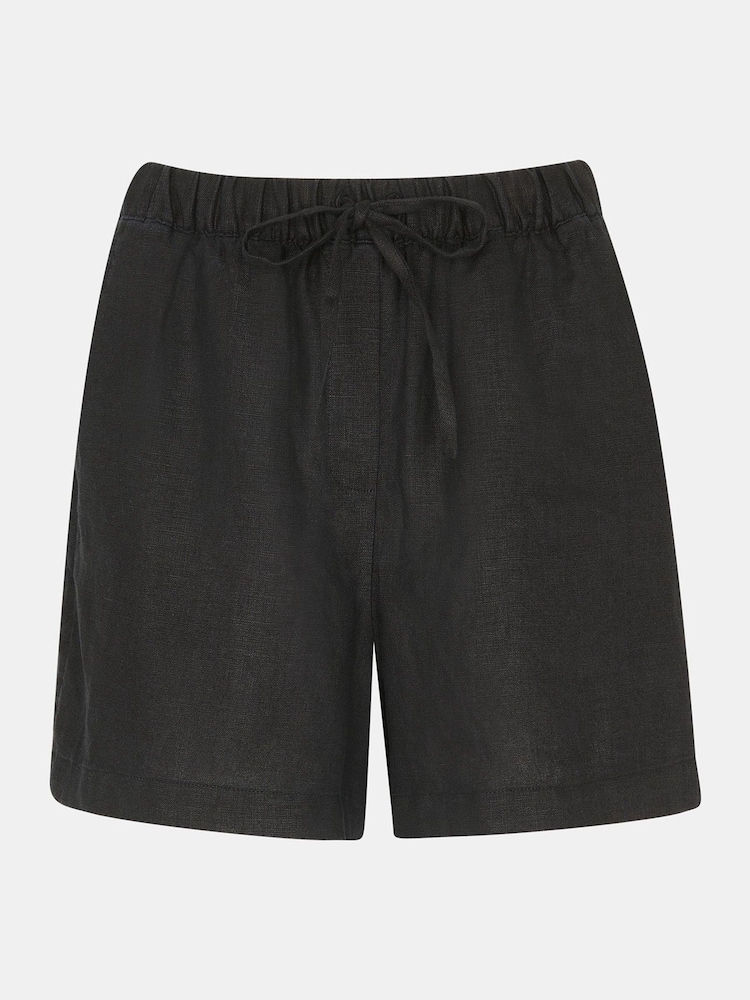 Whistles Black 100% Linen Elasticated Shorts - Image 5 of 5