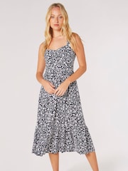 Apricot Blue Floral Silhouette Midi Dress - Image 3 of 5