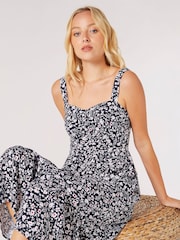 Apricot Blue Floral Silhouette Midi Dress - Image 4 of 5