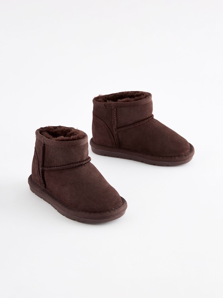 Brown Mini Suede Pull On Ankle Boots - Image 1 of 5