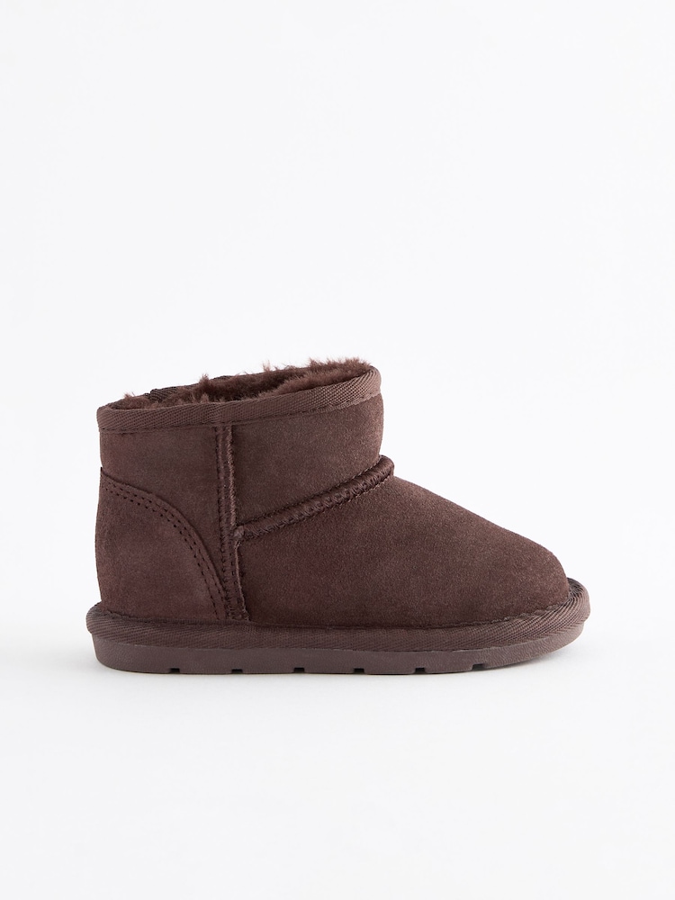 Brown Mini Suede Pull On Ankle Boots - Image 2 of 5
