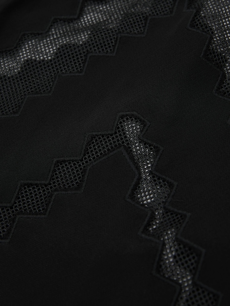 Reiss Black Sisley Lace-Trim Mesh-Detail Cami Top - Image 8 of 8