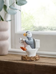 Black/White Puffin Bathroom Ornament - Image 1 of 6