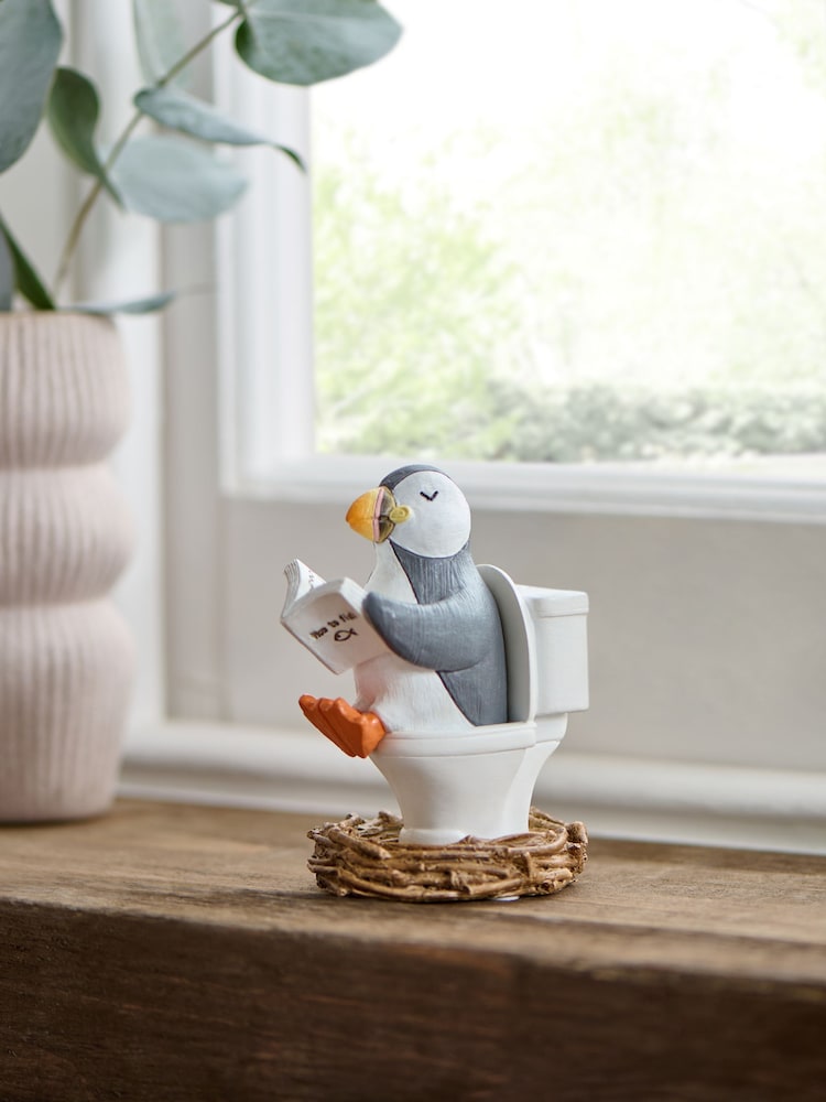 Black/White Puffin Bathroom Ornament - Image 1 of 6