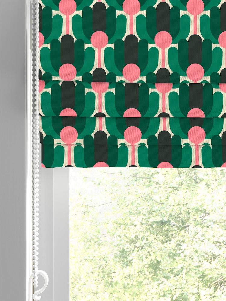 Orla Kiely Jade Green Florida Made to Measure 100% Cotton Roman Blind - Image 2 of 6
