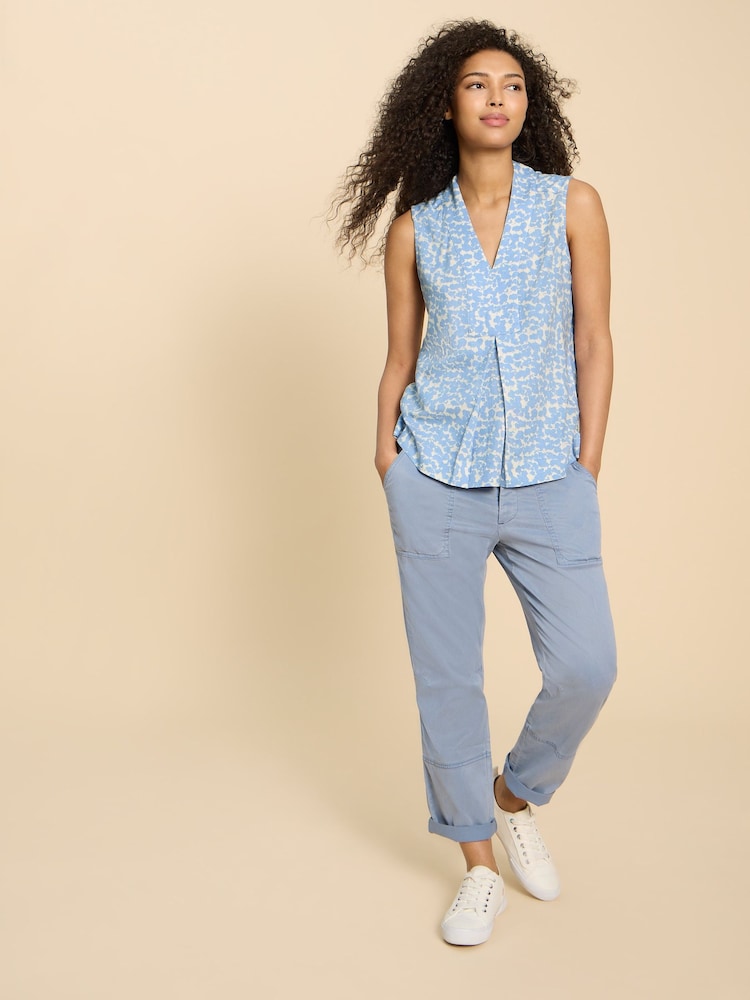 White Stuff Blue Celia Jersey Mix Blouse - Image 1 of 7 White Stuff Blue Celia Jersey Mix Blouse - Image 1 of 7