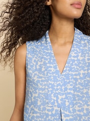 White Stuff Blue Celia Jersey Mix Blouse - Image 4 of 7