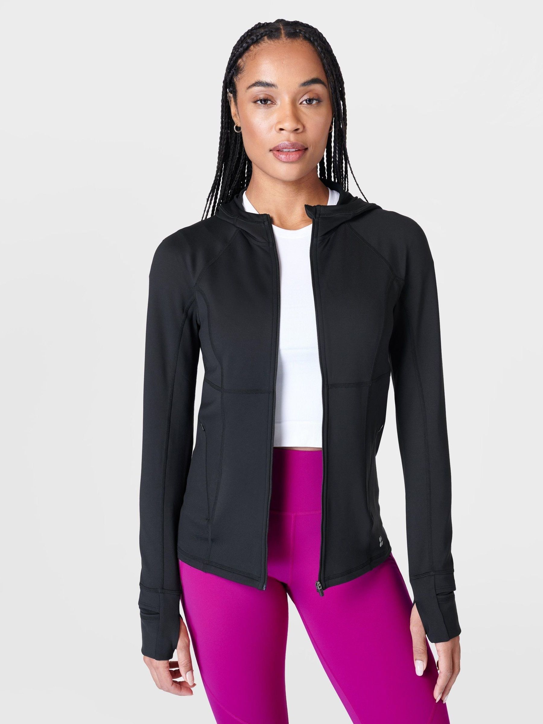Buy Sweaty Betty Black Pro Run Zip Up Sweatshirt from the