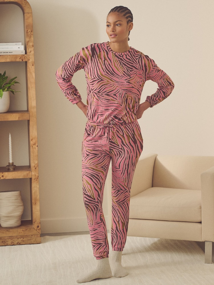 Pink Zebra Cosy Long Sleeve Pyjamas - Image 1 of 11