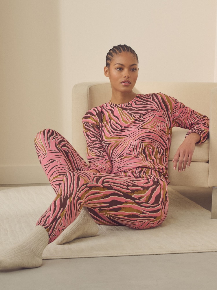 Pink Zebra Cosy Long Sleeve Pyjamas - Image 3 of 11