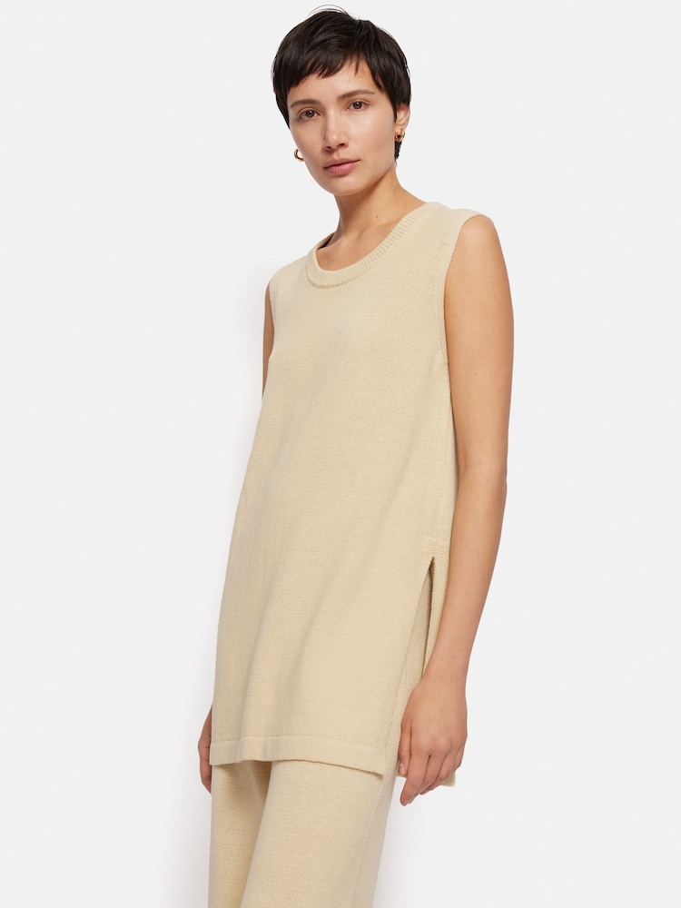 Jigsaw Cream Linen Cotton Knitted Tunic - Image 1 of 7