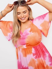 Yours Curve Pink Limited Short Sleeve Bow Back Midaxi Dress - Image 4 of 6