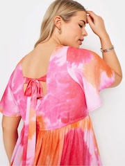 Yours Curve Pink Limited Short Sleeve Bow Back Midaxi Dress - Image 5 of 6