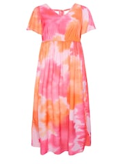 Yours Curve Pink Limited Short Sleeve Bow Back Midaxi Dress - Image 6 of 6