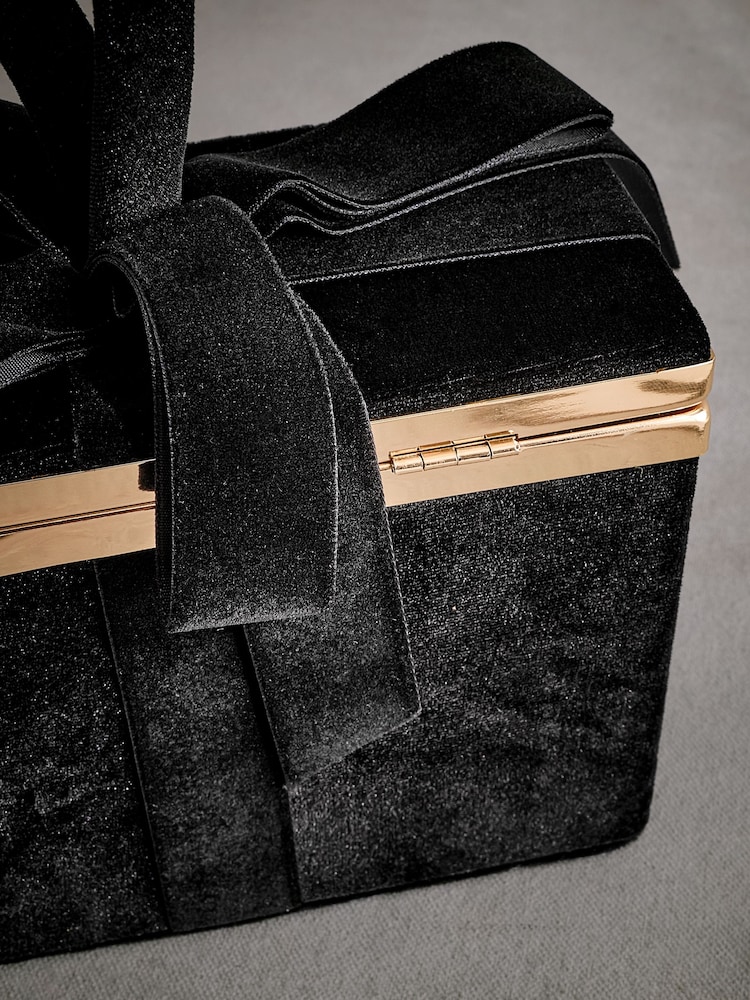 Black Tabitha Simmons Present Bow Box Clutch Bag - Image 12 of 12