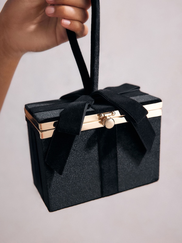 Black Tabitha Simmons Present Bow Box Clutch Bag - Image 2 of 12