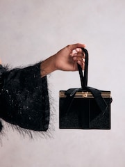 Black Tabitha Simmons Present Bow Box Clutch Bag - Image 6 of 12