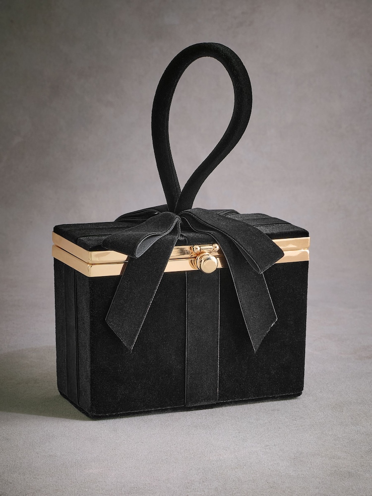 Black Tabitha Simmons Present Bow Box Clutch Bag - Image 7 of 12