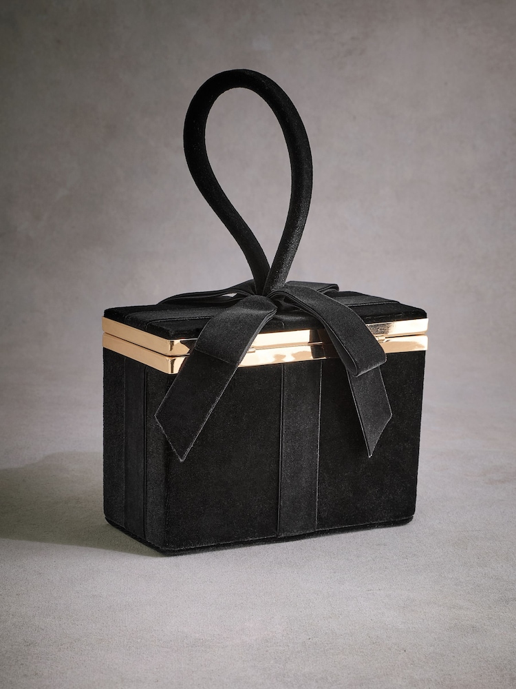 Black Tabitha Simmons Present Bow Box Clutch Bag - Image 8 of 12