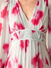 Ro&Zo White Petite Stephanie Blurred Floral Midaxi Dress - Image 4 of 4