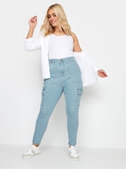 Yours Curve Blue Cargo AVA Jeans - Image 3 of 5