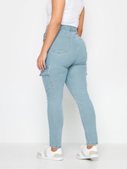 Yours Curve Blue Cargo AVA Jeans - Image 4 of 5
