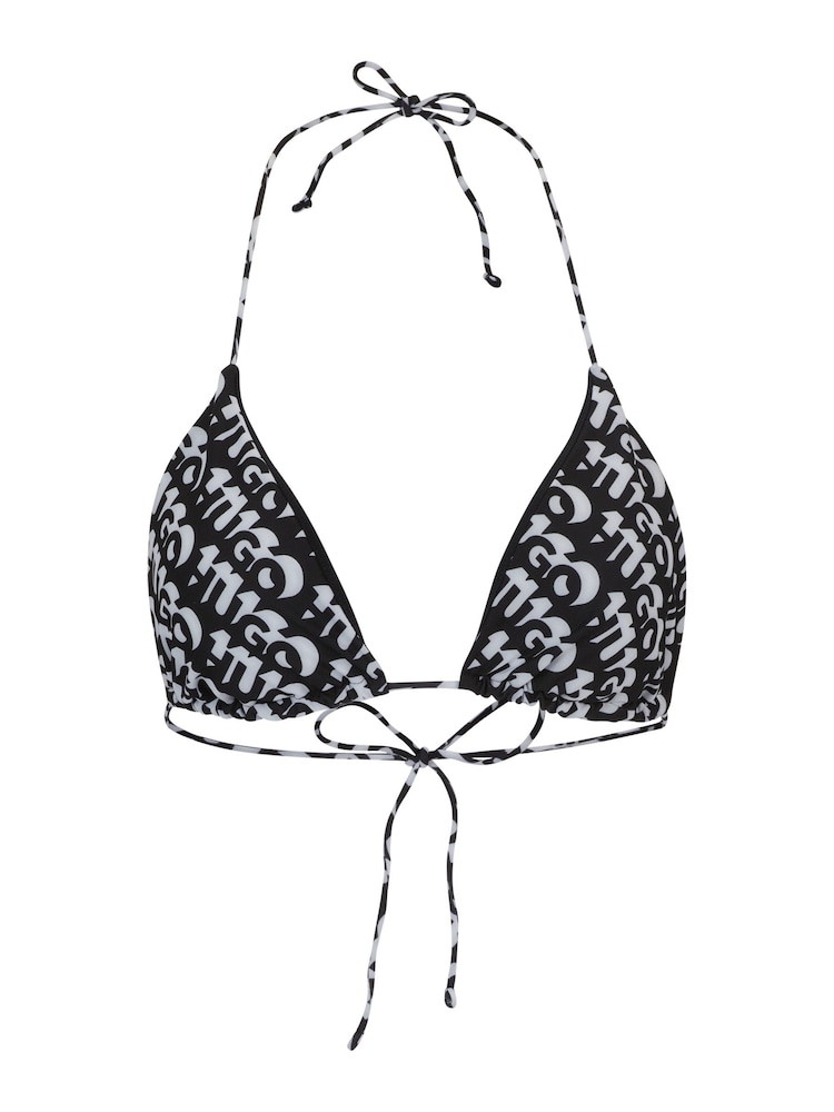 Haut de bikini HUGO triangle noir avec imprimé logo répété - Image 5 of 5