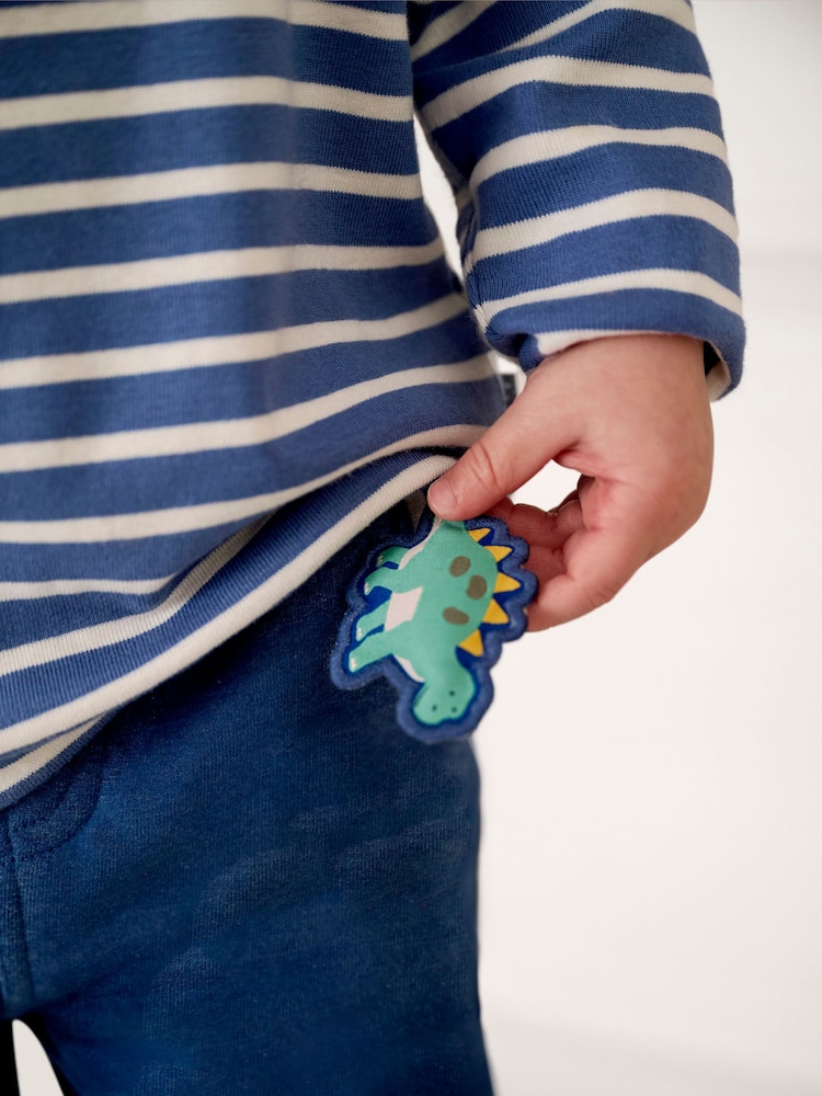 JoJo Maman Bébé Indigo Blue Dinosaur Appliqué Pet in Pocket Joggers - Image 5 of 5