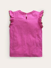 Boden Pink 100% Cotton Pom Trim T-Shirt - Image 2 of 3