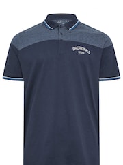 BadRhino Big & Tall Navy Blue Originals Cut And Sew 100% Cotton Polo Shirt - Image 2 of 3