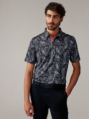 Puma Black CLOUDSPUN Mens Golf Paisley Polo Shirt - Image 1 of 1