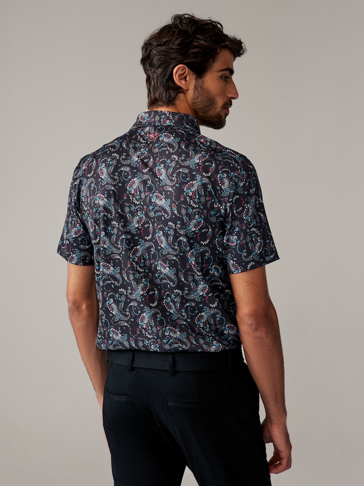 Puma Black CLOUDSPUN Mens Golf Paisley Polo Shirt - Image 2 of 5