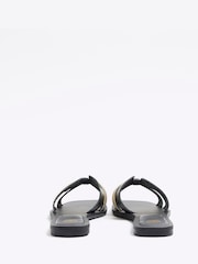 River Island Black Wide Fit Cut Out Leather Sandals - Image 3 of 4