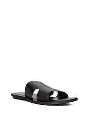 Negro - Dune London Initially Tumbled Leather Flat Sandals - Imagen 4 de 7