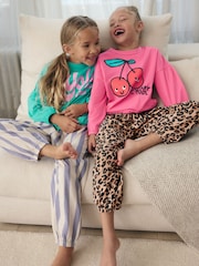 Pink Grün - Jogger-Pyjamas im 2er-Pack aus 100 % Baumwolle (3-16Jahre) - Bild 1 von 9