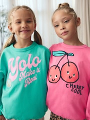 Pink Grün - Jogger-Pyjamas im 2er-Pack aus 100 % Baumwolle (3-16Jahre) - Bild 4 von 9