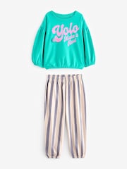 Pink Grün - Jogger-Pyjamas im 2er-Pack aus 100 % Baumwolle (3-16Jahre) - Bild 6 von 9