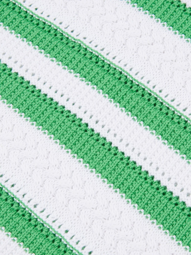 U.S. Polo Assn. Green Oversized Womens Pointelle Knit Collar Jumper - Image 9 of 9