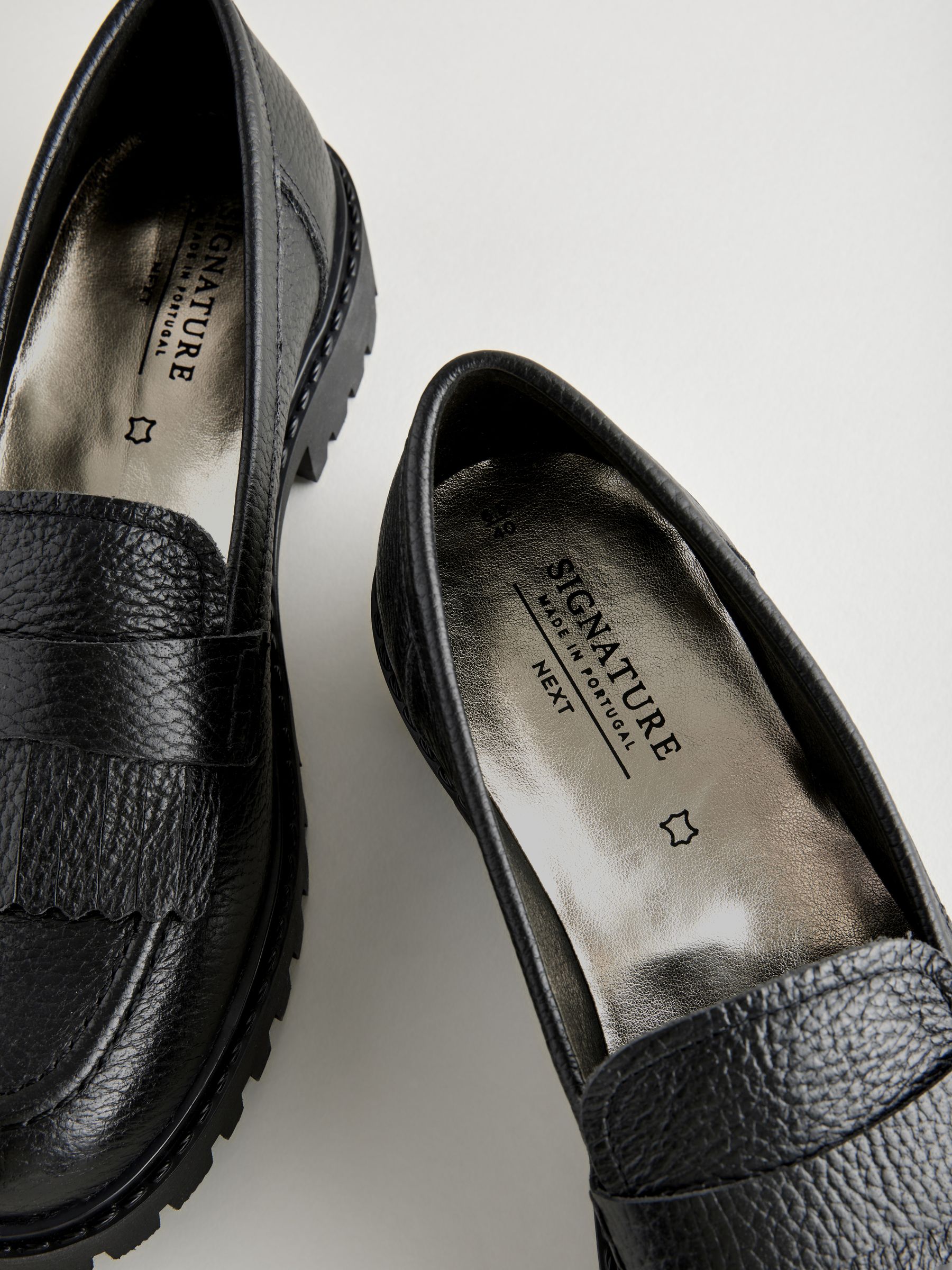 Buy Black Premium Fringe Leather Chunky Loafers from Next USA