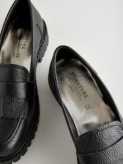 Black Premium Fringe Leather Chunky Loafers - Image 4 of 5