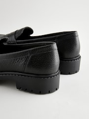 Black Premium Fringe Leather Chunky Loafers - Image 5 of 5