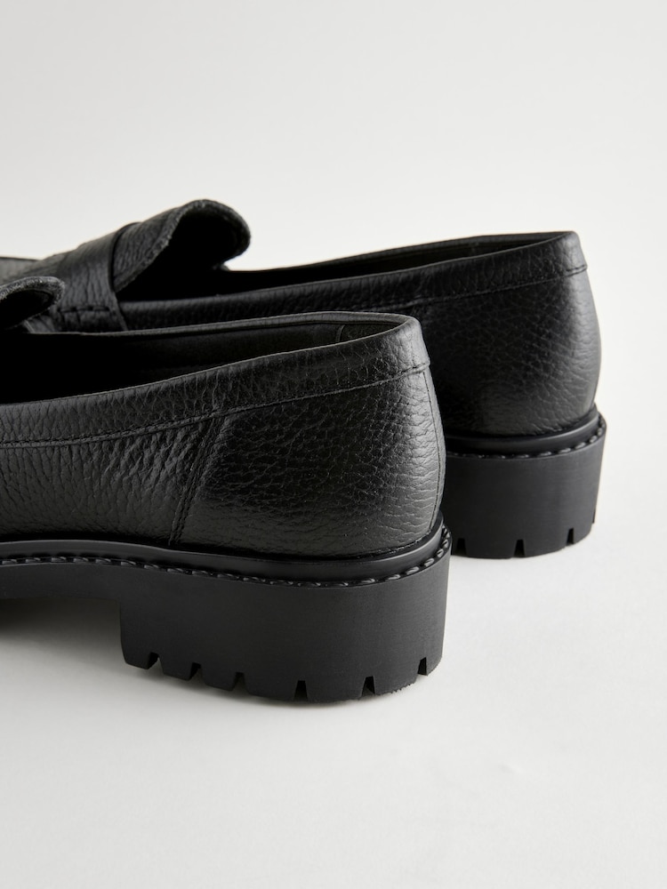 Black Premium Fringe Leather Chunky Loafers - Image 5 of 5