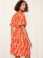 Friends Like These Red Short Sleeve Ruched Front Woven Mini Dress - Image 4 of 4