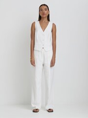 4th & Reckless White Tilde Linen Cross Back Waistcoat - Image 1 of 5
