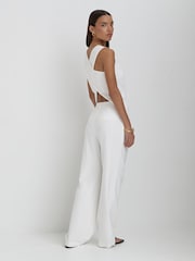 4th & Reckless White Tilde Linen Cross Back Waistcoat - Image 2 of 5