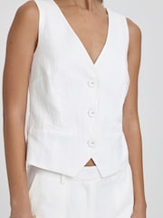 4th & Reckless White Tilde Linen Cross Back Waistcoat - Image 4 of 5